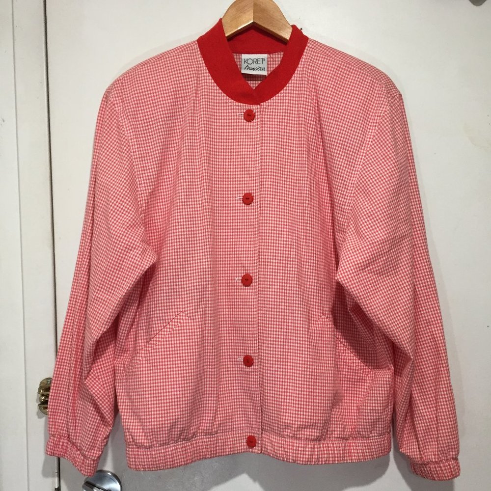 Koret Red Gingham Bomber Jacket